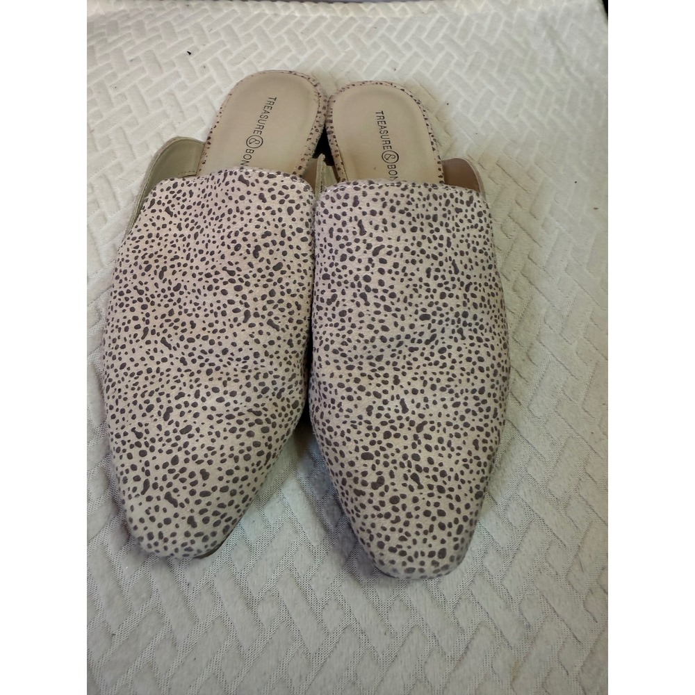 Treasure & Bond Nova Leather Cheetah Print Mule Tan Black Pointed Toe Flats 8.5M